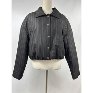 Nocturne Striped Padded Jacket Pinstripe Black Stripe Size Medium Bomber